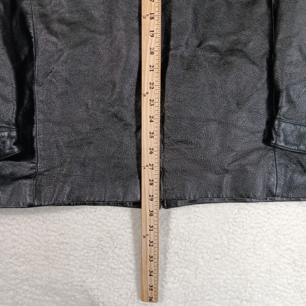 Vintage St Johns Bay Leather Coat Mens XXL Black Motorcycle Jacket Lined - Picture 7 of 10